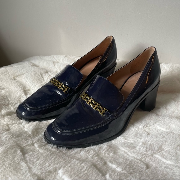 Tory Burch Navy and Gold Heels - Picture 2 of 9